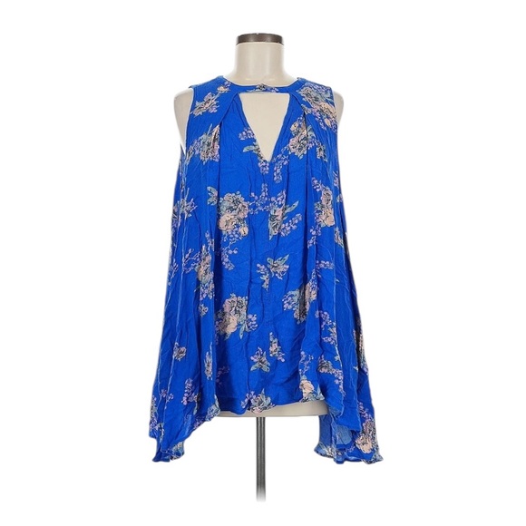 Free People Tops - Free People Royal Blue Floral Top Tunic Size Medium